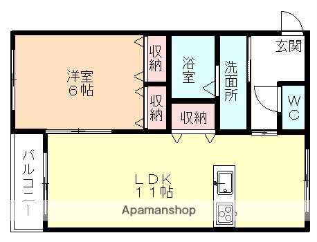 COCOHOUSE(1LDK/1階)の間取り写真