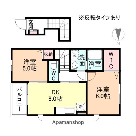 プラートⅠ(2LDK/2階)の間取り写真