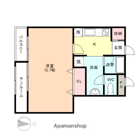 グリーンガーデン(1K/3階)の間取り写真