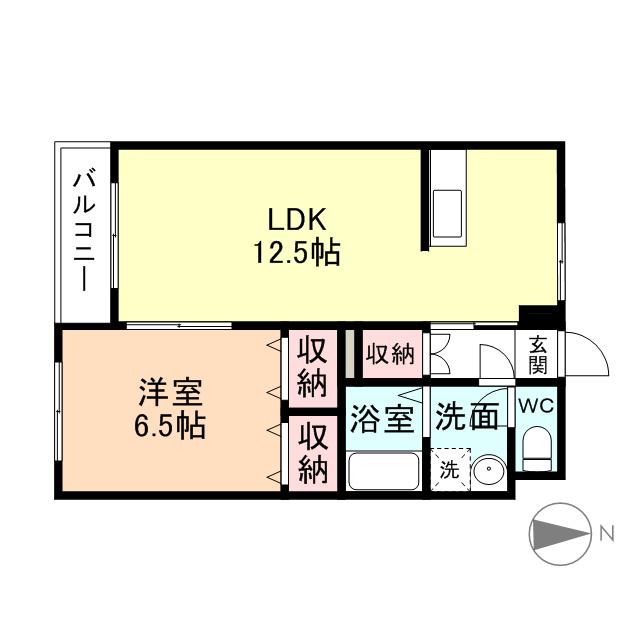 メゾンK&М Ⅶ(1LDK/2階)の間取り写真