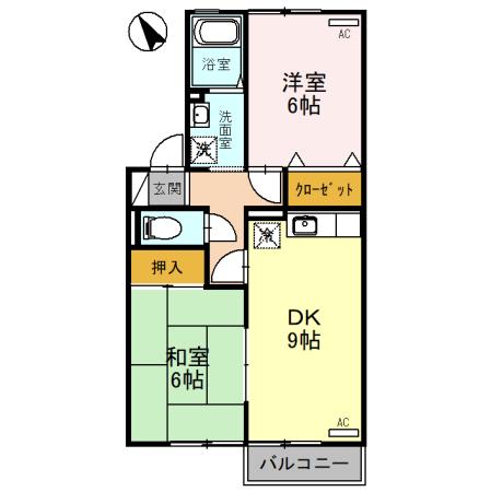 レジデンスアグリー(2DK/2階)の間取り写真