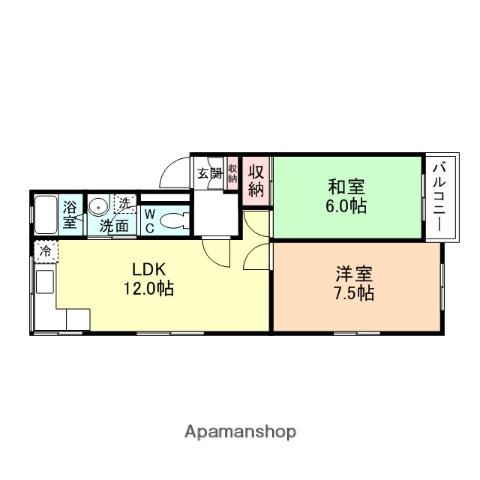 ラフォーレ魚津(2LDK/3階)の間取り写真