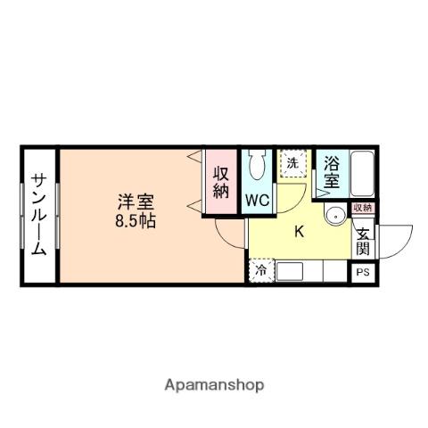 ネオサイトタカムラB棟(1K/1階)の間取り写真