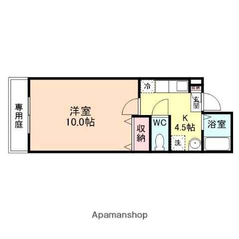 ネオサイトタカムラB棟(1K/1階)の間取り写真