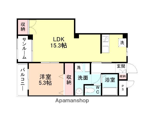 ネオサイトタカムラA棟(1LDK/2階)の間取り写真