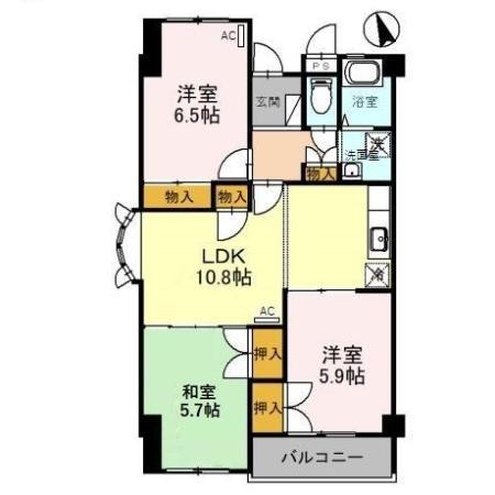 メゾン中村(2LDK/2階)の間取り写真