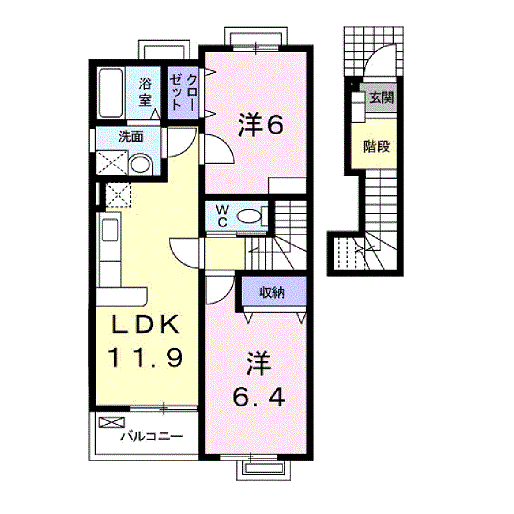 カトルセゾンC(2LDK/2階)の間取り写真
