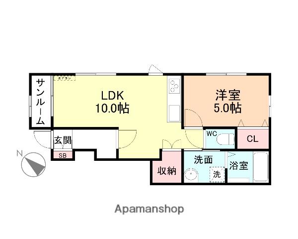 SMALL PINE(1LDK/1階)の間取り写真