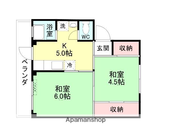 ベルク堀切1号棟(2K/4階)の間取り写真