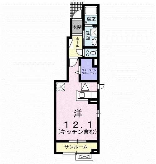ドゥ・ステージアⅤ(ワンルーム/1階)の間取り写真