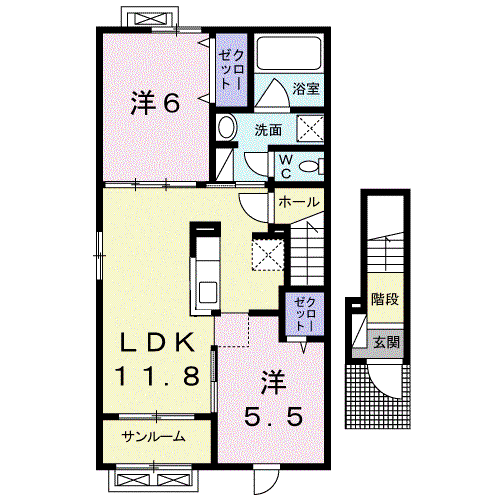 コンフォーティア412(2LDK/2階)の間取り写真