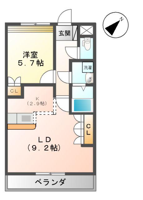 メゾン・ルミナスⅠ(1LDK/2階)の間取り写真