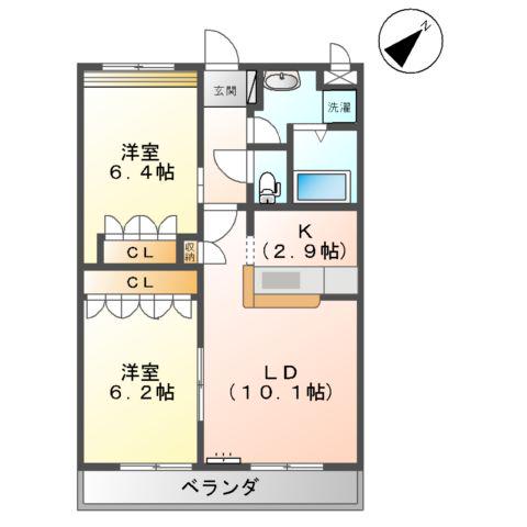 メゾン・ルミナスⅡ(2LDK/2階)の間取り写真