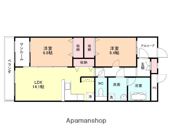 さくらいマンション青島 B棟(2LDK/2階)の間取り写真