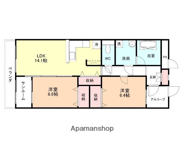さくらいマンション青島 B棟(2LDK/3階)の間取り写真