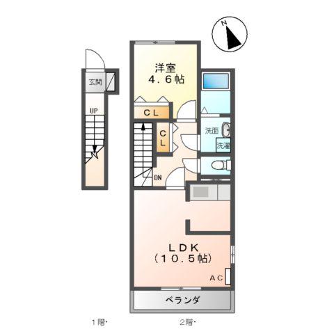 ブライトンリンク(1LDK/2階)の間取り写真