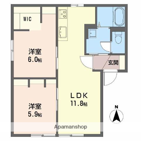 アクシスB(2LDK/1階)の間取り写真