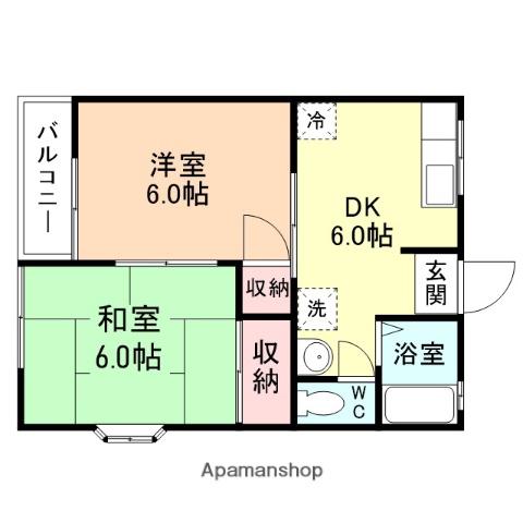 ソルシェ・K B(2DK/1階)の間取り写真