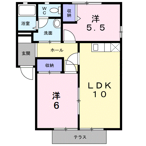 フレグランス上小泉西館(2LDK/1階)の間取り写真