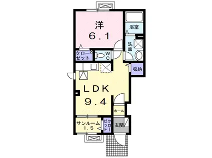 リヴァフォース(1LDK/1階)の間取り写真