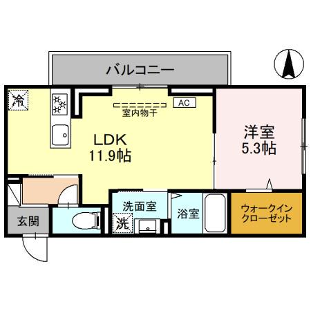 JADE朝日(1LDK/1階)の間取り写真