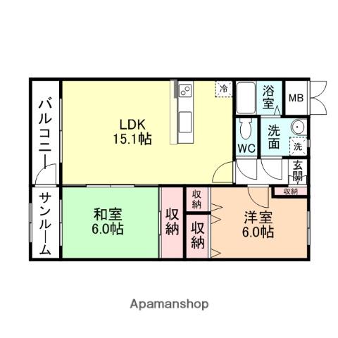 メゾン・グランデ(2LDK/3階)の間取り写真