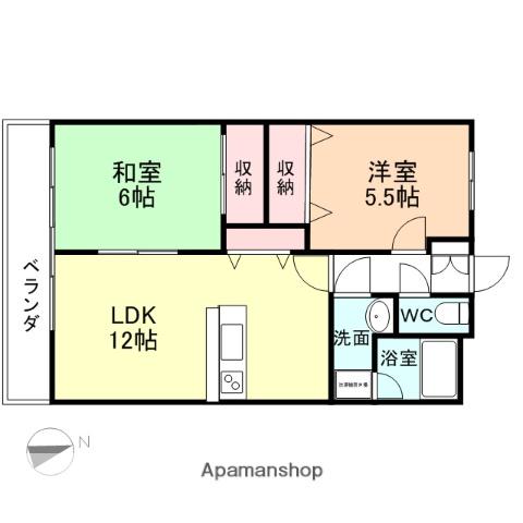 セントグレイス(2LDK/5階)の間取り写真