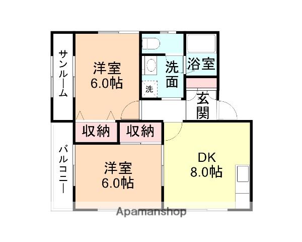 コンフォート・アネックス(2DK/2階)の間取り写真