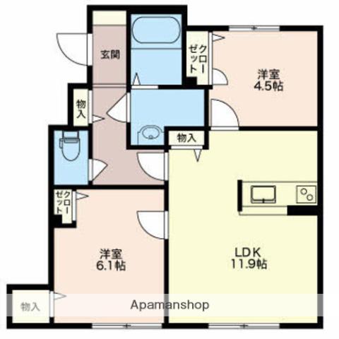 COCO KURODA(2LDK/1階)の間取り写真