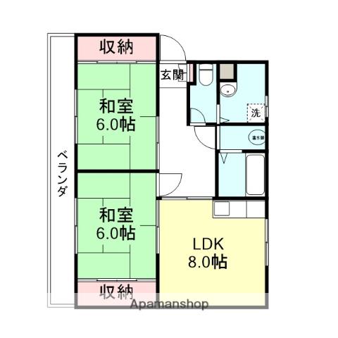 クローネ太閤山C棟(2DK/4階)の間取り写真