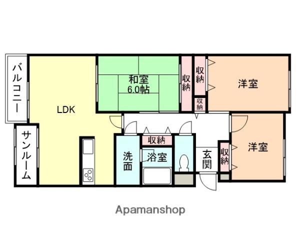 ライオンズマンション高岡中島町(3LDK/6階)の間取り写真