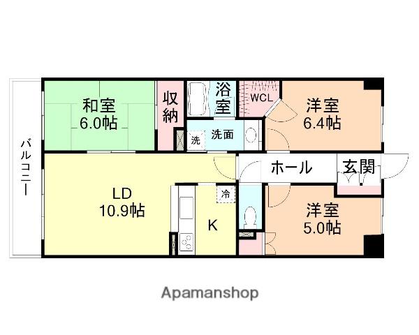 サーパス京田(3LDK/4階)の間取り写真