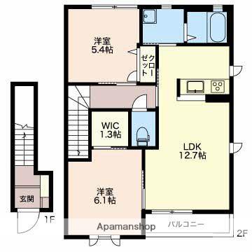 フェリックスS(2LDK/2階)の間取り写真