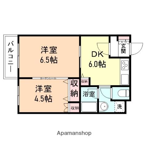 ガーデンハイツ多賀A(2DK/3階)の間取り写真
