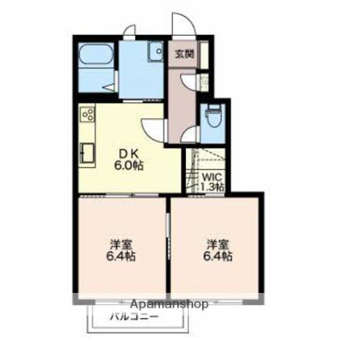 ディアスカーム(2DK/1階)の間取り写真