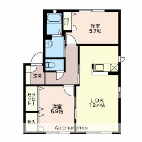 フォーレス壱番館(2LDK/1階)の間取り写真