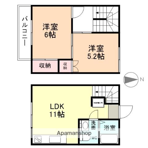 ラ・セーヌ紀らら(2LDK/1階)の間取り写真