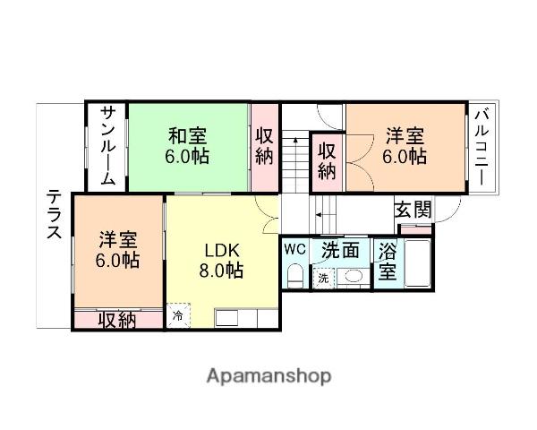 サニークレスト京田(3LDK/1階)の間取り写真