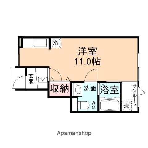 PLAISIR(ワンルーム/1階)の間取り写真