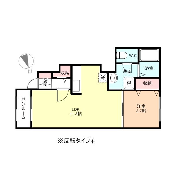 グリーンヒル(1LDK/1階)の間取り写真