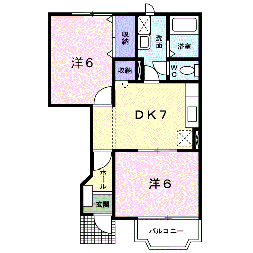 メゾン大安Ⅲ(2DK/1階)の間取り写真