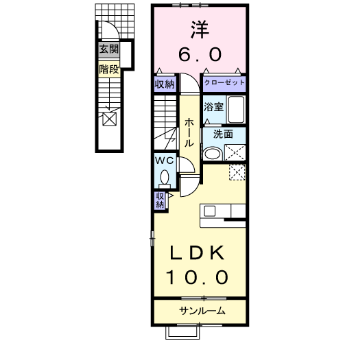 アンダンテⅡ(1LDK/2階)の間取り写真