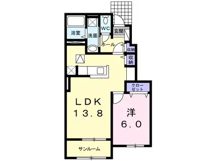 アッシュ10(1LDK/1階)の間取り写真