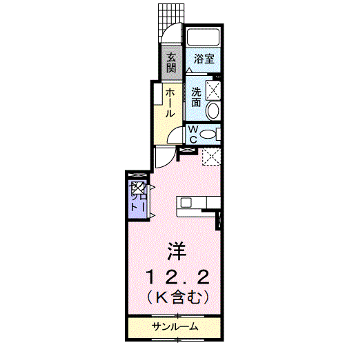 サイモンEIGHT(ワンルーム/1階)の間取り写真