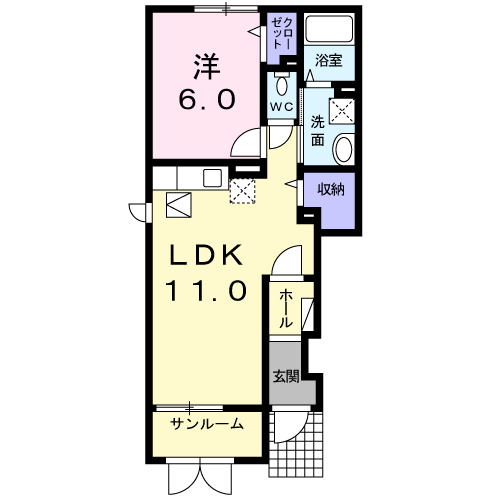 カリメーラ(1LDK/1階)の間取り写真