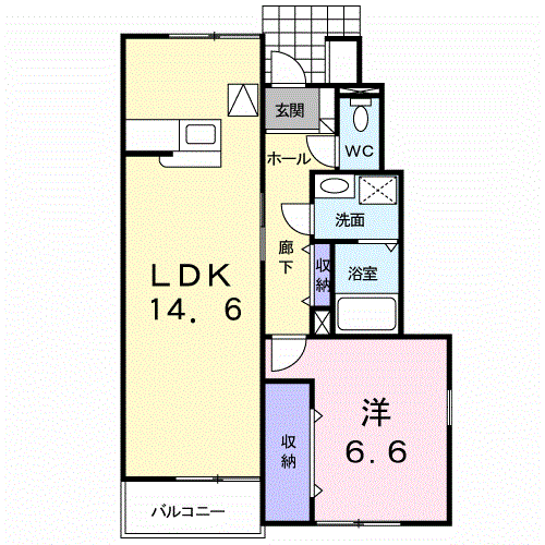 ラ・ソレイユ(1LDK/1階)の間取り写真