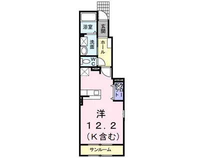 カーサアバンツァートⅡ(ワンルーム/1階)の間取り写真