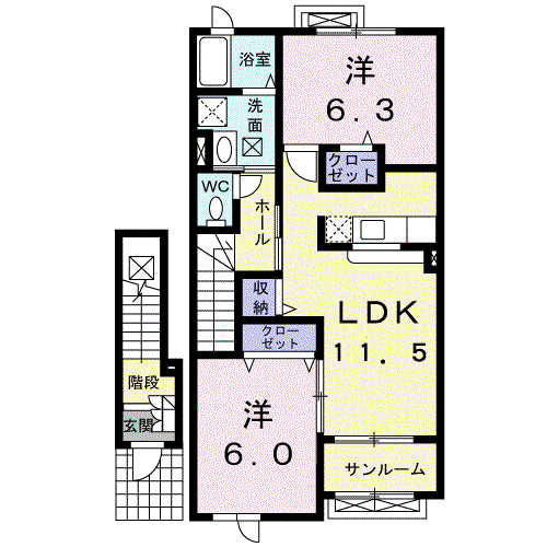 ソル・ブリエ・ND(2LDK/2階)の間取り写真
