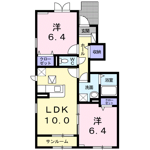 リブレ守護町A(2LDK/1階)の間取り写真