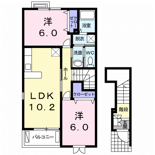 オレンジフラットⅢ(2LDK/2階)の間取り写真